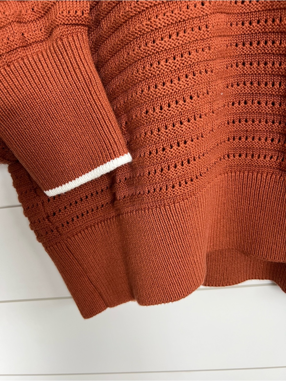 Varley Women's Morwenna 1/2 Zip Knit Sweater Womens Large Rust Cotton - Picture 8 of 15